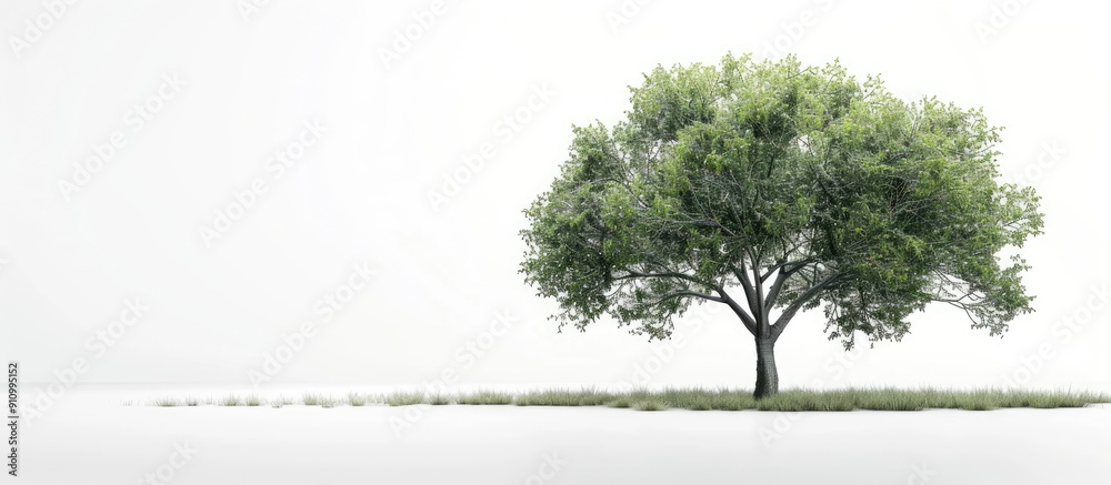 Poster Isolated tree on white backdrop with clipping path for copy space image
