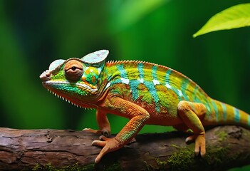 Colorful chameleon into the wild