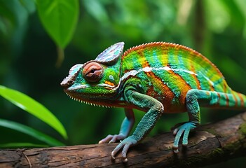 Obraz premium Colorful chameleon into the wild