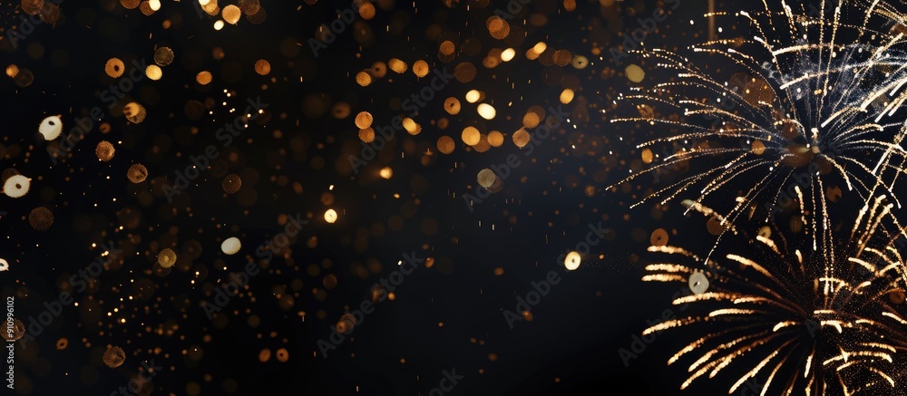 Aufkleber nighttime new year fireworks celebration with a copy space image creating an abstract holiday backdr