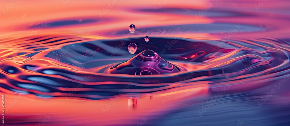 Aufkleber Gorgeous patterns displayed on the liquid s surface following a droplet creating a captivating copy space image