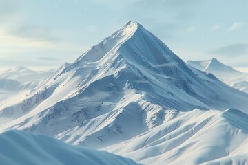 Breathtaking Aerial View of Snowy Mountain Peak, Elevation Survey on Mountain Voyage, High-Altitude Journey, Epic Landscape Photography
