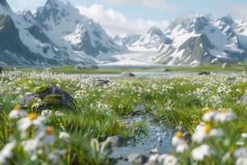 Explore the Majestic Beauty of Nature's Elevation, A Trek Through Snow-Capped Mountains and Lush Meadows, Discover the Serenity of High Altitude Landscapes