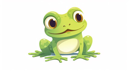 Obraz premium cute cartoon frog with big eyes and smile, illustration for kids