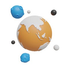 yellow planets 3d illustration