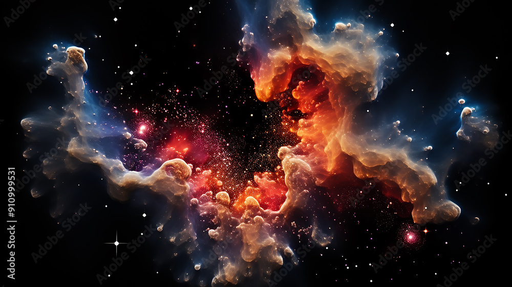 Poster black hole, illustration of a multicolored singularity in outer space abstract fictional bright cosm