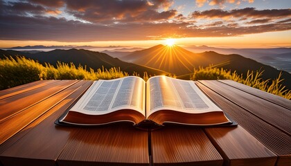 The Old Book Bible, the Word of God Resting Open Wide. 