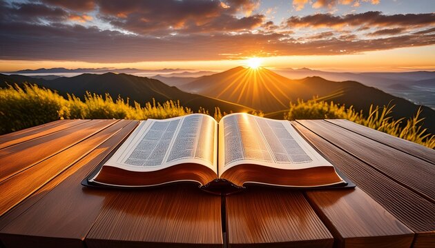 The Old Book Bible, the Word of God Resting Open Wide. 