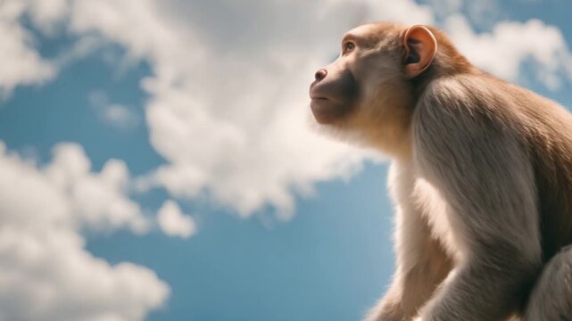 a cute monkey in the forest, footage, 4k footage, videos, video clip, slow motion, 4K, short video