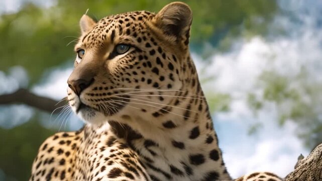 a cute leopard animal in the jungle, scary, Leopard walking in the jungle, footage, 4k footage, videos, video clip, slow motion, 4K, short video