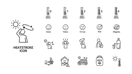 熱中症　アイコン　セット