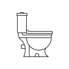 Lavatory pan linear icon. Thin line illustration. Toilet. Contour symbol. Vector isolated outline drawing.