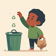 people cleaning nature by collecting garbage into trash bags. Family working together and picking plastic litter. Colored flat vector illustration isolated on white background