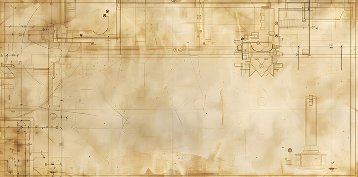Vintage Blueprint Background - Old Paper Design Texture
