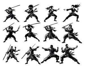 Kung Fu Silhouette set
