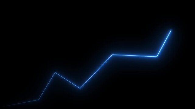 Neon business graph chart icon animation . Neon business increases concept animated.