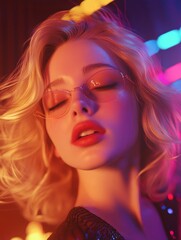 Fototapeta premium A woman wearing glasses and red lipstick, ready for the day