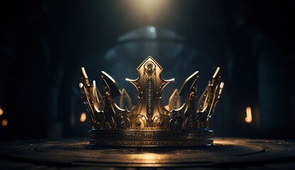 A Golden Crown Resting on a Dark Stone Surface