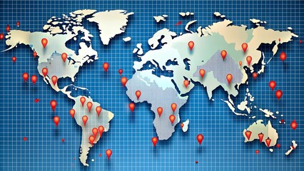 World Map of Financial Centers Affected by Crash. Perfect for: Financial crisis events, Economic forums, Market analysis presentations