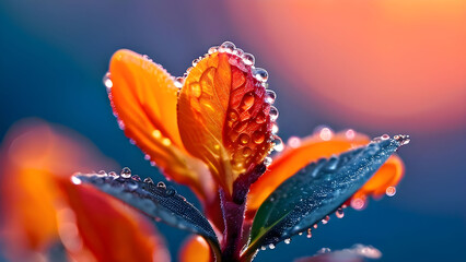 Closeup of floral background with sunset orange to grey shades 