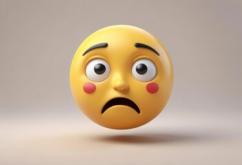 Fototapeta premium Three-dimensional thinking face emoji. Confused or contemplative face emoticon. 3D rendering, ai