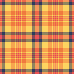 Apartment fabric textile vector, figure background check plaid. Daisy pattern seamless tartan texture in amber and orange colors.