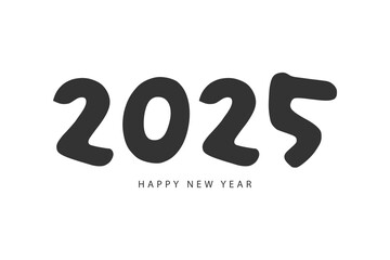 Happy New Year 2025 typography template calendar cover. Vector design for poster, banner, greeting card and invitation.