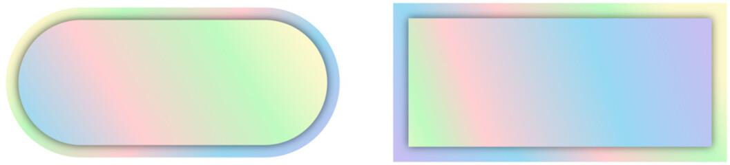 Various holographic rectangle element set with copy space for modern frame, label, sign design