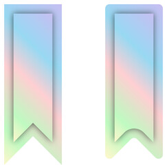 Two bookmark tag element with pastel colors and holographic effect, editable vector clipart