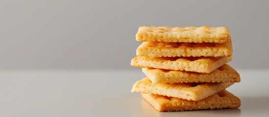 Japanese snack food, specifically an Arare rice cracker, displayed against a plain background for a copy space image.