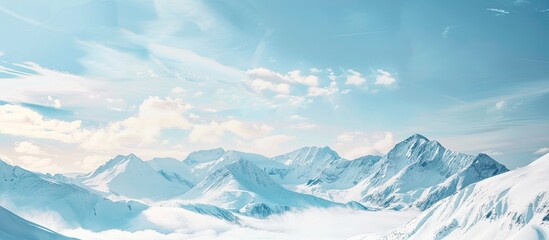 Obraz premium Snow-covered mountains and open skies with copy space image.