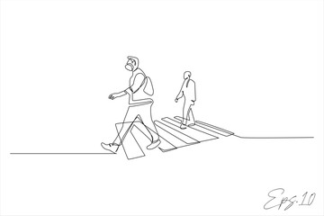 continuous line of people crossing