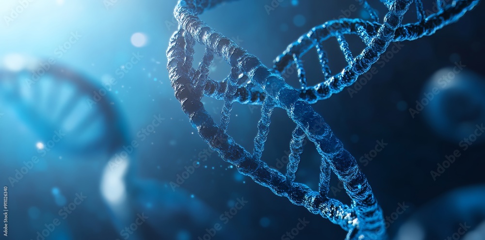 Wall mural genetic concept with dna in science and medicine. 3d render illustration.