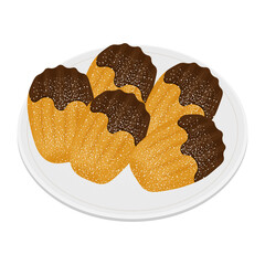 Vector Illustration Logo Clip Art Chocolate French Madeleine Cookies