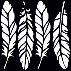 Naklejka premium Three Feathers – Stencil drawing for a laser machine