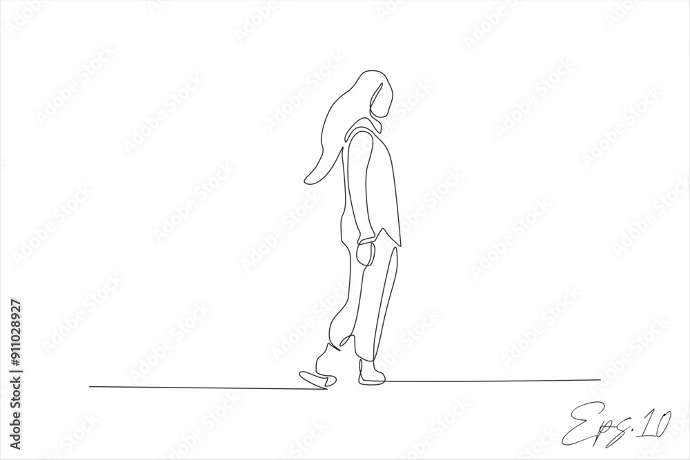 Canvas Prints continuous line of women standing