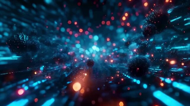 Computer code is polymorphic in the form of a piece, in the style of cyberpunk. Video generative AI