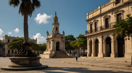 Obraz premium port city cathedral country. Generative.ai 