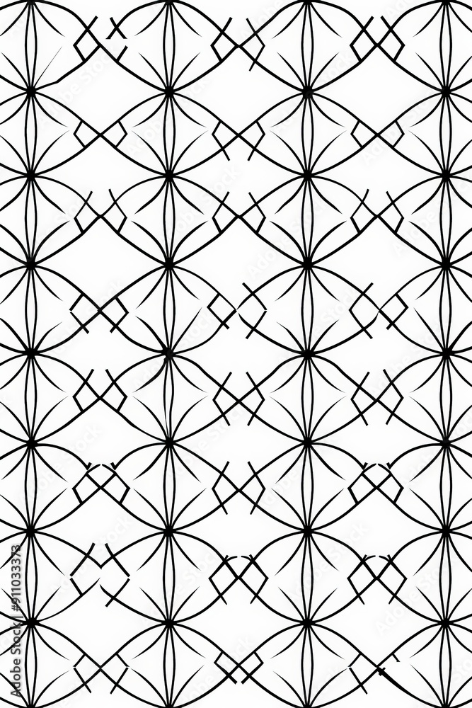 Aufkleber This image features a symmetrical geometric pattern with star-shaped motifs and intersecting lines, creating a dynamic and visually appealing design perfect for contemporary and abstract art projects