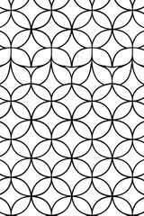 Fototapeta premium A sophisticated geometric pattern with overlapping circles and arcs in black and white, creating a mesmerizing and continuous design perfect for any contemporary decor.