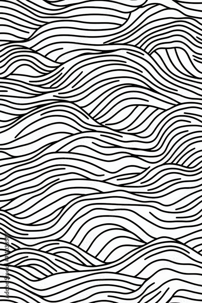 Leinwandbilder The image features a series of wavy, flowing lines that create a soothing and dynamic pattern, reminiscent of waves or windblown patterns, offering a calming visual experience.