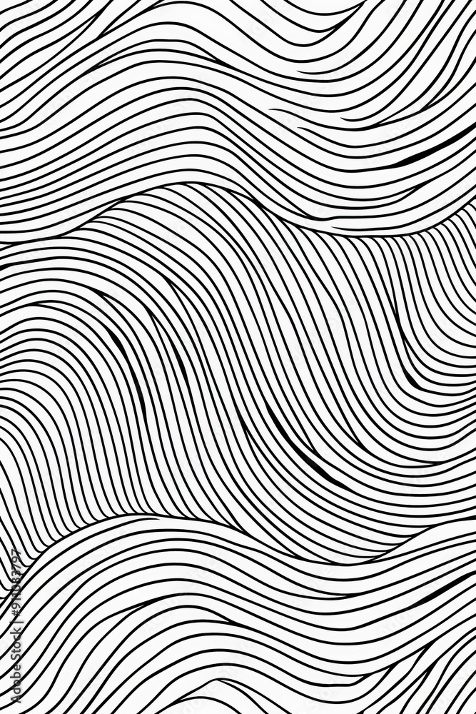 Fototapete This entrancing image features a black and white wave pattern that creates a mesmerizing flow, perfect for enhancing visual appeal in various design projects.