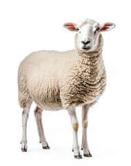 Fototapeta premium The generative AI animal of a domestic sheep isolated on a white background as a transparent PNG file