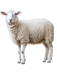 Fototapeta premium An isolated domestic sheep on a white background, generated with stock