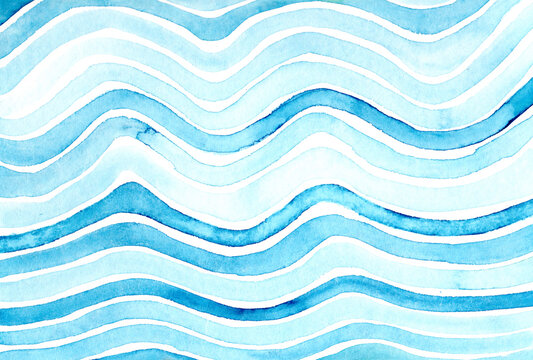 Pastel blue watercolor sea waves