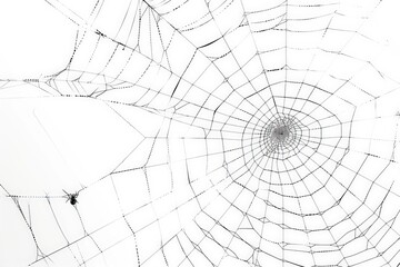 Showcasing a detailed spider web design against a plain backdrop, this image emphasizes the intricacy, precision, and symmetry present in natural spider webs.