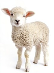 Fototapeta premium Isolated white lamb, transparent PNG.