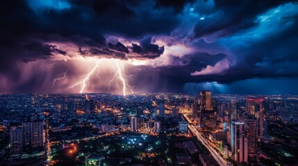 Stunning Lightning Strike Illuminates City Skyline