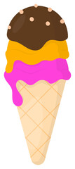 Triple Scoop Ice Cream Cone