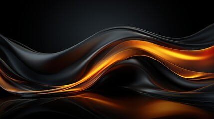 Abstract Black and Orange Fluid Wave Pattern